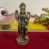 Lord Vishnu Lakshmi Brass Idol - 6” Light Weight Pooja Statue - Crafts N Chisel - Indian Home Decor USA