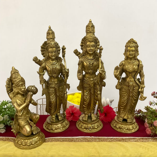 20 Inch Ram Darbar Brass Idol - Statue For Home Pooja And Decor - Crafts N Chisel - Indian Home Decor USA