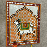 Cow Lippan Wall Hanging Set of 2 - Clay Mirror Wall Decor - Crafts N Chisel - Indian Home Decor USA