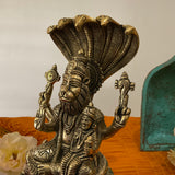 Narsimha Lakshmi Brass Idol - 8.5 Inch Statue Vishnu Avatar Home Pooja Decor - Crafts N Chisel - Indian Home Decor USA