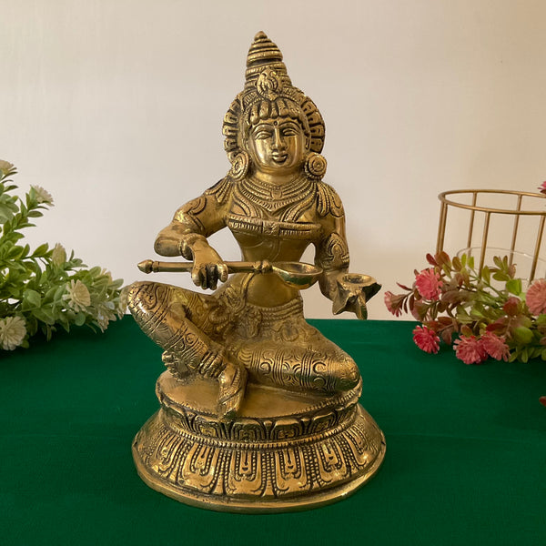 Annapurna Statue Brass - 10 Inch Annapoorna Goddess of Food - Crafts N Chisel - Indian Home Decor USA