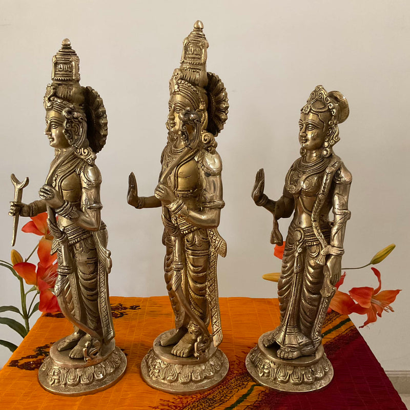 20 Inch Ram Darbar Brass Idol - Statue For Home Pooja And Decor - Crafts N Chisel - Indian Home Decor USA