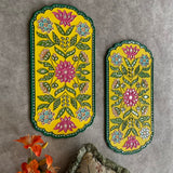 Flower Lippan Wall Hanging (Set of 2) - Clay Mirror Wall Decor - Crafts N Chisel - Indian Home Decor USA