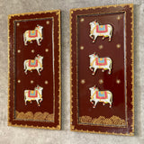 Shrinathji Cow Pichwai Wall Hanging (Set of 3) - Crafts N Chisel - Indian Home Decor USA