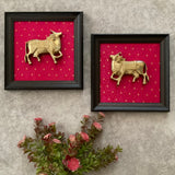 Pichwai Cow Brass Wall Decor (Set of 2) - Traditional Wall Hanging - Crafts N Chisel - Indian Home Decor USA