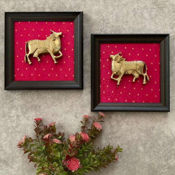 Pichwai Cow Brass Wall Decor (Set of 2) - Traditional Wall Hanging - Crafts N Chisel - Indian Home Decor USA