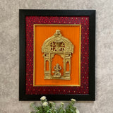Framed Brass Prabhavali (Set of 2) - Lakshmi Ganesha - Ethnic Wall Decor - Crafts N Chisel - Indian Home Decor USA