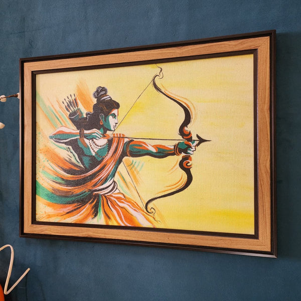 Lord Rama Handmade Painting - Framed Wall Decor - Crafts N Chisel - Indian Home Decor USA