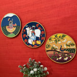 Krishna, Shrinathji Peacock Pichwai Wall Hanging - Decorative Round Plate - Crafts N Chisel - Indian Home Decor USA