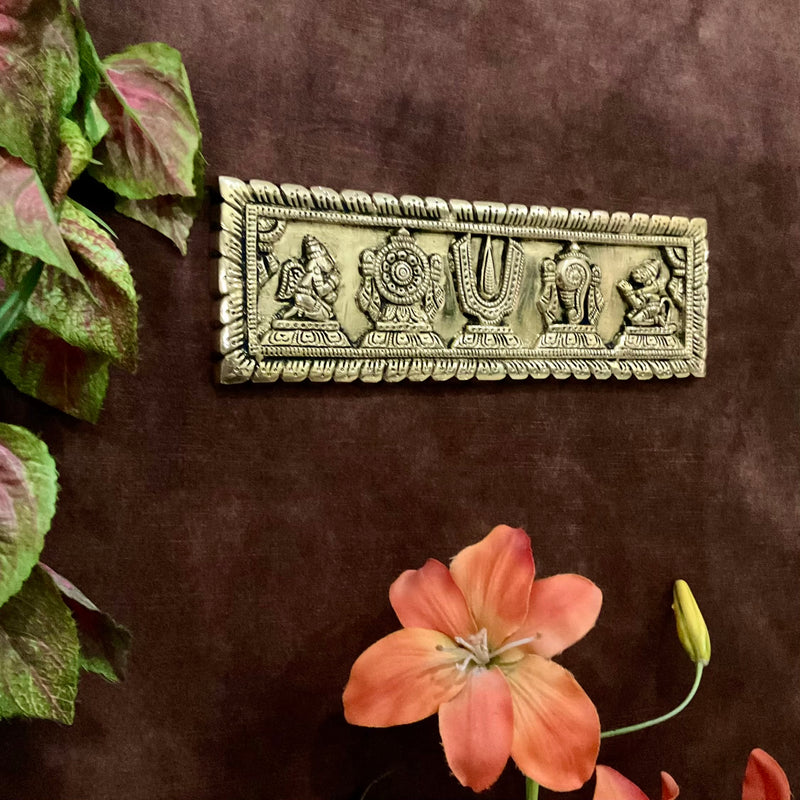 Shanku Chakra Namah with Hanumanji And Garuda - Divine Wall Hanging - Crafts N Chisel - Indian Home Decor USA