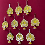 Yellow Lotus Hanging (Set of 10) - Festive Decoration Wall Hanging - Crafts N Chisel - Indian Home Decor USA