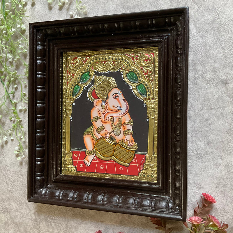 Lord Ganesha Tanjore Painting (Set of 3) - Traditional Wall Art - Crafts N Chisel - Indian Home Decor USA