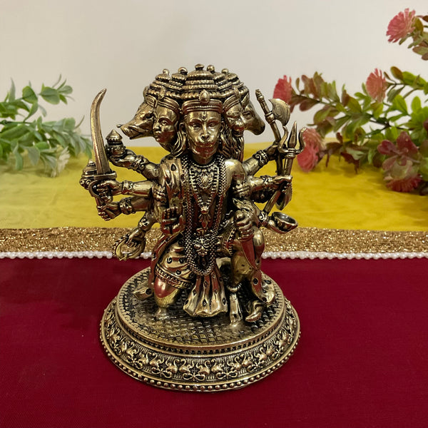 5 Inch Panchmukhi Hanuman Idol - Pooja Statue Light Weight Home Decor - Crafts N Chisel - Indian Home Decor USA
