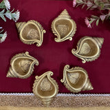 Small Shank Diya (Set of 6) - Handmade Brass lamp - Decorative - Crafts N Chisel - Indian Home Decor USA