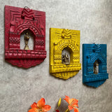 Wooden Jharoka Frame With Brass Idols Wall Hanging Entryway Decor (Set of 6) - Crafts N Chisel - Indian Home Decor USA