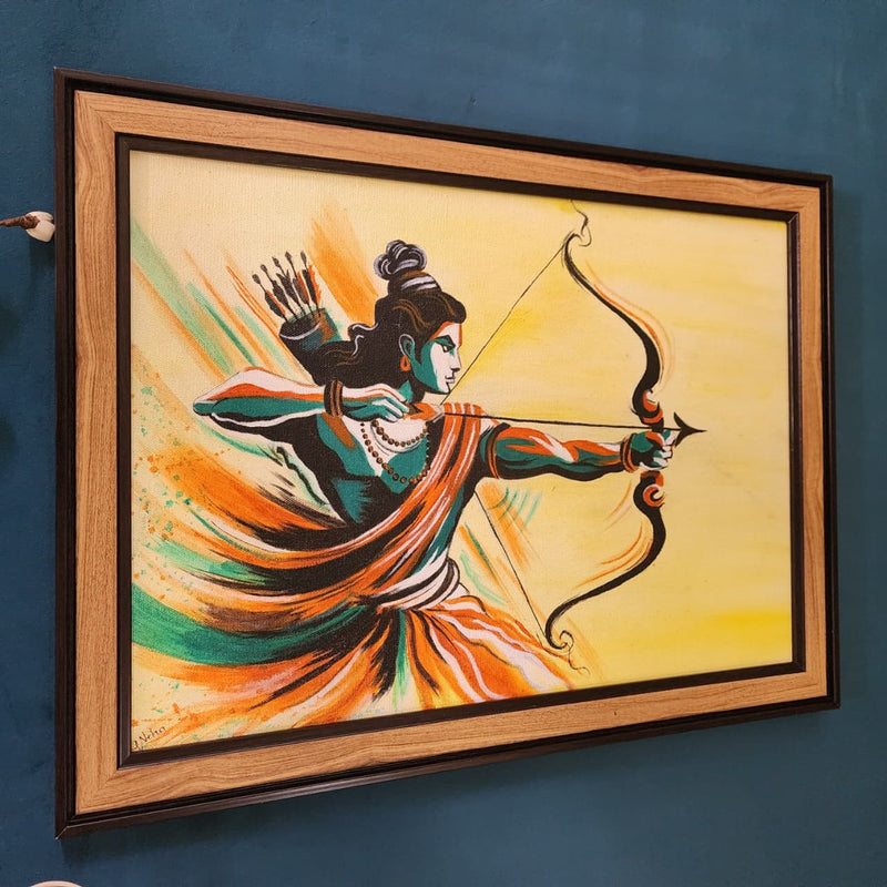 Lord Rama Handmade Painting - Framed Wall Decor - Crafts N Chisel - Indian Home Decor USA