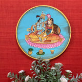 Radha Krishna, Shrinathji Cow Pichwai Wall Hanging - Decorative Round Plate - Crafts N Chisel - Indian Home Decor USA