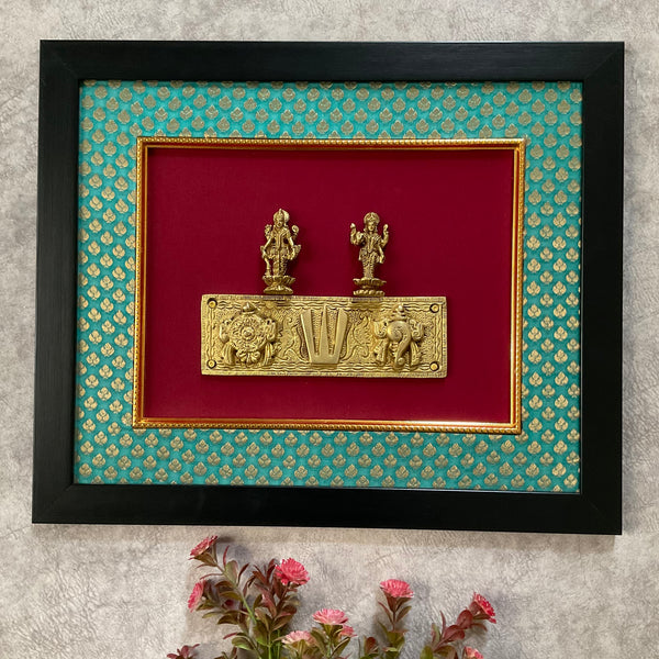 Vishnu Lakshmi And Shanku Chakra Namah Divine Wall Hanging - Crafts N Chisel - Indian Home Decor USA