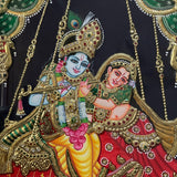 Radha Krishna 3D Tanjore Painting - Traditional Wall Art - Crafts N Chisel - Indian Home Decor USA