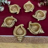 Small Shank Diya (Set of 6) - Handmade Brass lamp - Decorative - Crafts N Chisel - Indian Home Decor USA