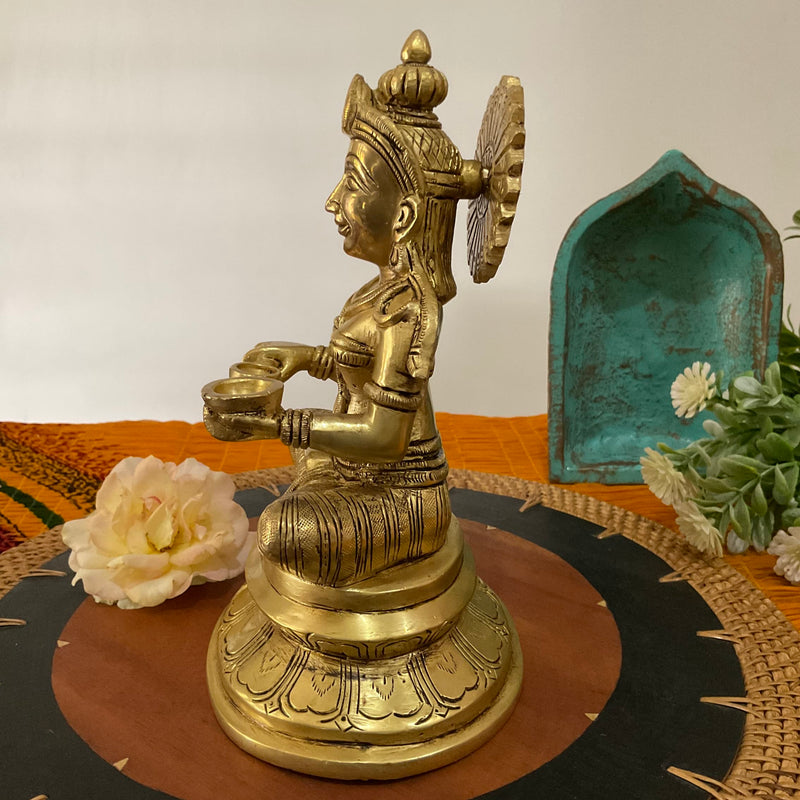 Annapurna Statue Brass - 8 Inch Annapoorna Goddess of Food - Crafts N Chisel - Indian Home Decor USA