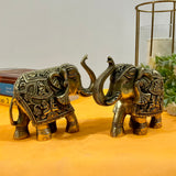 Brass Elephant (Set of 2) Table Decor - Crafts N Chisel - Indian Home Decor USA