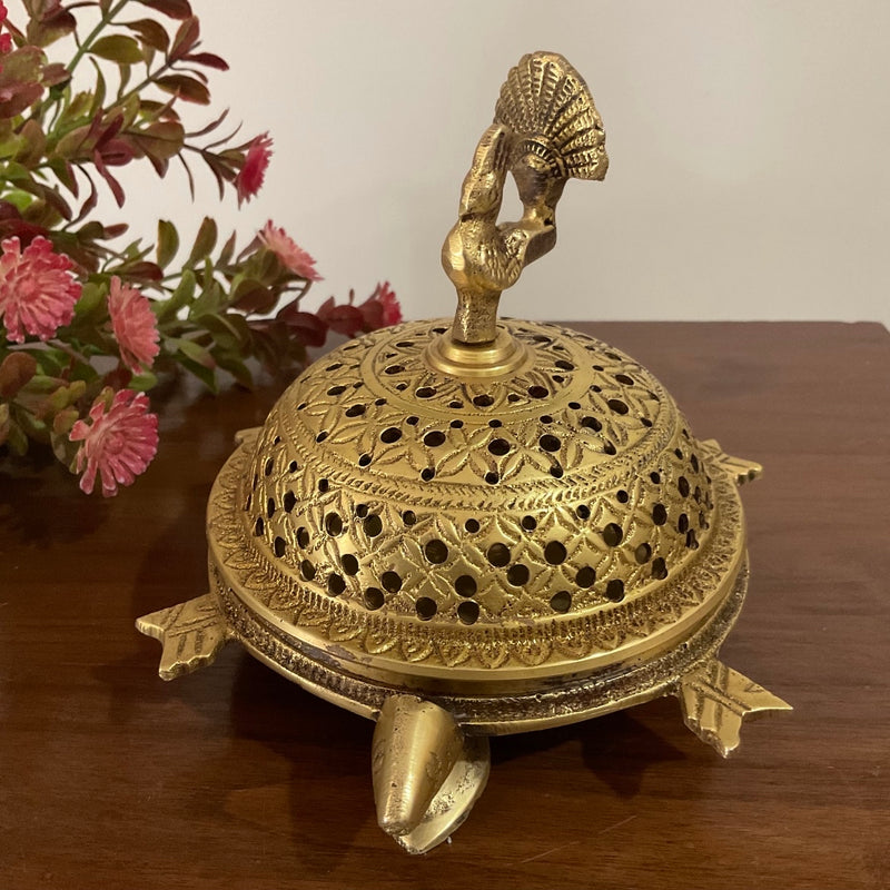 Turtle Brass Dhoop Dani, Incense Holder - Crafts N Chisel - Indian Home Decor USA