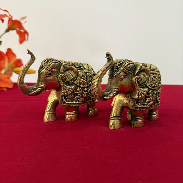 Brass Elephant (Set of 2) Table Decor - Crafts N Chisel - Indian Home Decor USA