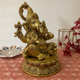 Lord Ganesh Brass Idol - Ganpati Decorative Statue for Home Decor - Crafts N Chisel - Indian Home Decor USA