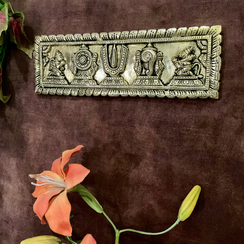 Shanku Chakra Namah with Hanumanji And Garuda - Divine Wall Hanging - Crafts N Chisel - Indian Home Decor USA