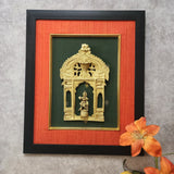 Framed Brass Prabhavali (Set of 2) - Lord Krishna And Deep Lakshmi - Ethnic Wall Decor - Crafts N Chisel - Indian Home Decor USA