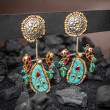 Twin Parrot Turquoise Sterling Silver Earring - Crafts N Chisel - Indian Home Decor USA