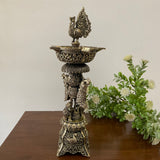 Peacock Diya (Set of 2) - Lightweight Brass lamp Jali Work - Crafts N Chisel - Indian Home Decor USA