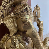 21 Inches Lord Ganesh Brass Idol - Handcrafted Ganesha Statue for Home Decor - Housewarming Gift - Crafts N Chisel - Indian Home Decor USA