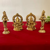 4.4 Inches Lakshmi Ganesh Brass Idol With Deep Lakshmi Diya Pooja Decor - Diwali Gift Set - Crafts N Chisel - Indian Home Decor USA