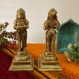 8 Inch Deep Lakshmi - Handmade Brass lamp - Decorative - Crafts N Chisel - Indian Home Decor USA