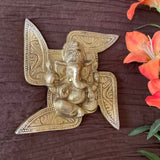 Swastik Brass Ganesha Divine Wall Hanging - Crafts N Chisel - Indian Home Decor USA