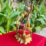 16 Inches Lord Ganesh Brass Idol Stonework - handcrafted Ganpati Decorative Statue for Home Decor - Housewarming Gift - Crafts N Chisel - Indian Home Decor USA