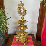 20 Inch Annapakshi Brass Diya Lamp (Set of 2) For Pooja Room Decor - Crafts N Chisel - Indian Home Decor USA