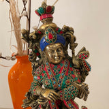 20 Inches Radha Krishna Idol Brass Stonework, God of Love, Decorative Statue Figurines - Crafts N Chisel - Indian Home Decor USA