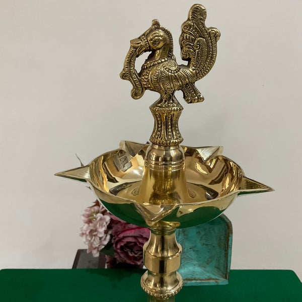 18” Annapakshi Nilavilakku (Set of 2) - Handmade Brass lamp - Decorative Decor - Crafts N Chisel - Indian Home Decor USA