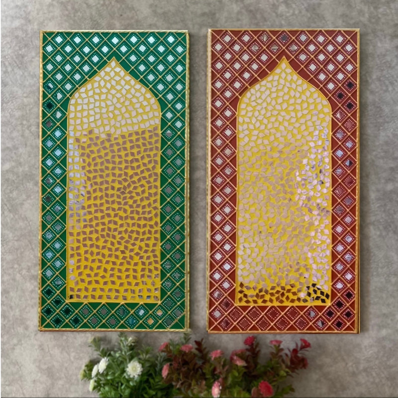 24 Inch Jharoka Lippan Wall Hanging - Clay Mirror Wall Decor - Crafts N Chisel - Indian Home Decor USA
