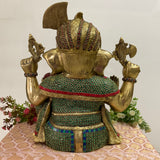 Big Ganesha Statue of Home Entrance Decor Idol - Brass Stonework Murti - Crafts N Chisel - Indian Home Decor USA