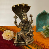 Narsimha Lakshmi Brass Idol - 8.5 Inch Statue Vishnu Avatar Home Pooja Decor - Crafts N Chisel - Indian Home Decor USA