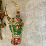 Nandi Brass Decor With Stonework - Divine Wall Hanging - Crafts N Chisel - Indian Home Decor USA