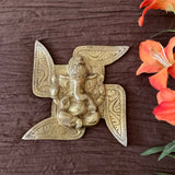Swastik Brass Ganesha Divine Wall Hanging - Crafts N Chisel - Indian Home Decor USA