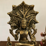 9 Inch Dakshinamurthy Brass Murti Idol - Hindu God Statue - Crafts N Chisel - Indian Home Decor USA