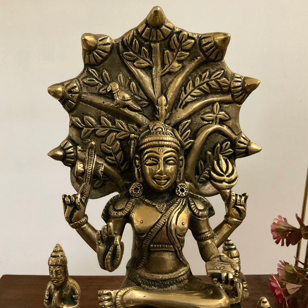 9 Inch Dakshinamurthy Brass Murti Idol - Hindu God Statue - Crafts N Chisel - Indian Home Decor USA