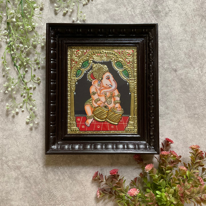 Lord Ganesha Tanjore Painting (Set of 3) - Traditional Wall Art - Crafts N Chisel - Indian Home Decor USA
