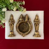 Deep Lakshmi And Lakshmi Ganesh Pooja Diya - Festive Gift - Crafts N Chisel - Indian Home Decor USA